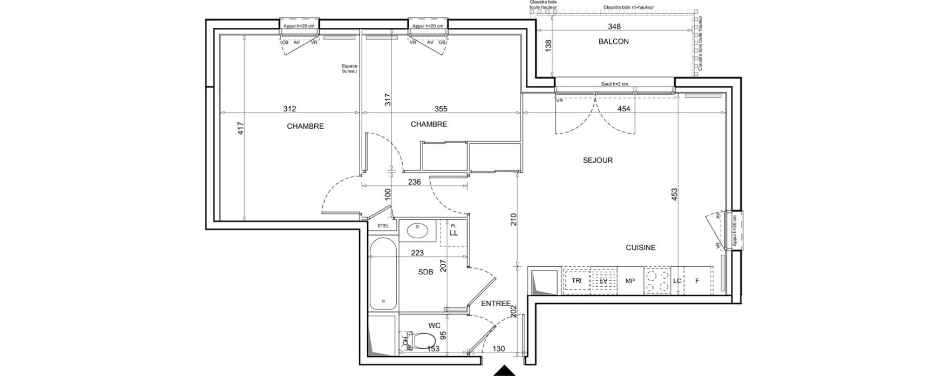 Appartement T3 de 57,02 m2 &agrave; Donville-Les-Bains Centre