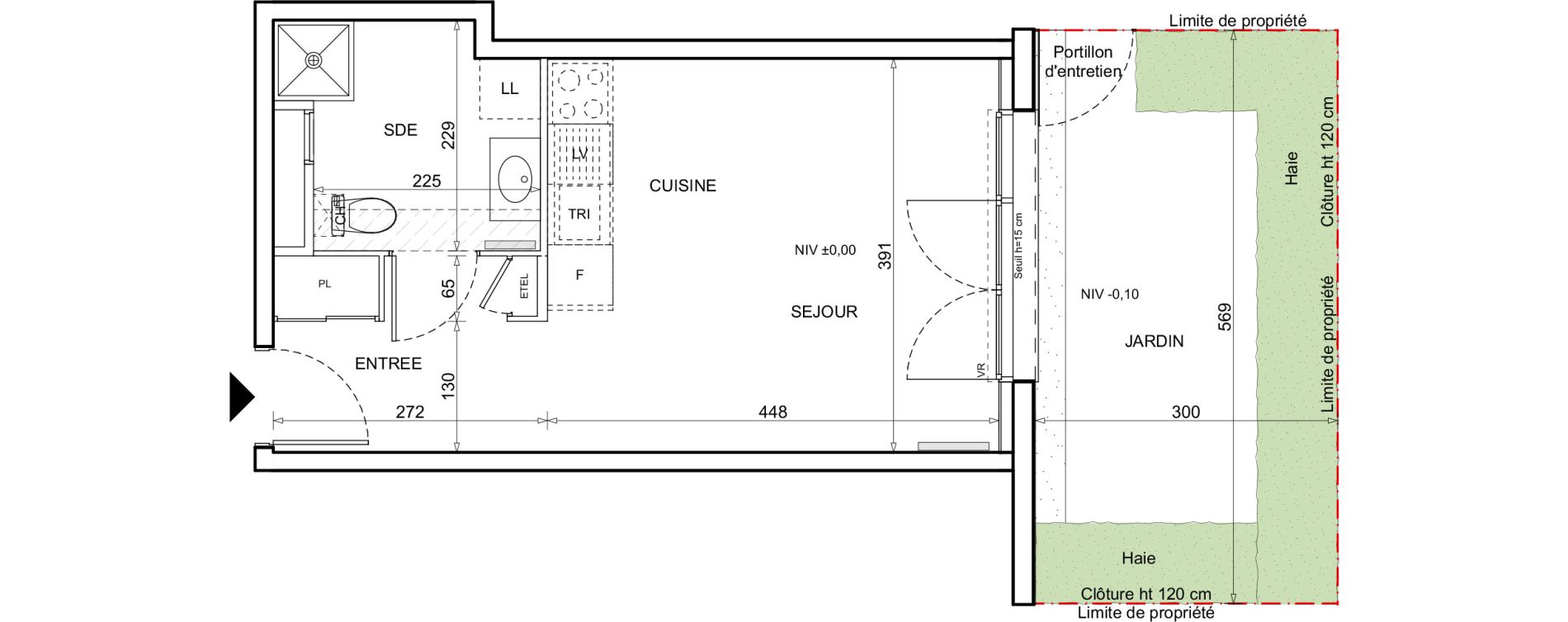 Appartement T1 de 27,76 m2 &agrave; Donville-Les-Bains Centre