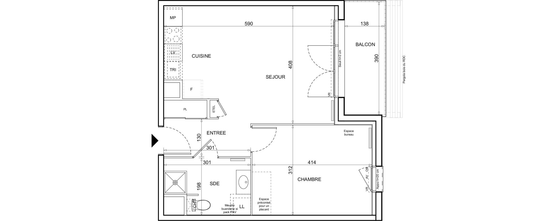 Appartement T2 de 45,01 m2 &agrave; Donville-Les-Bains Centre