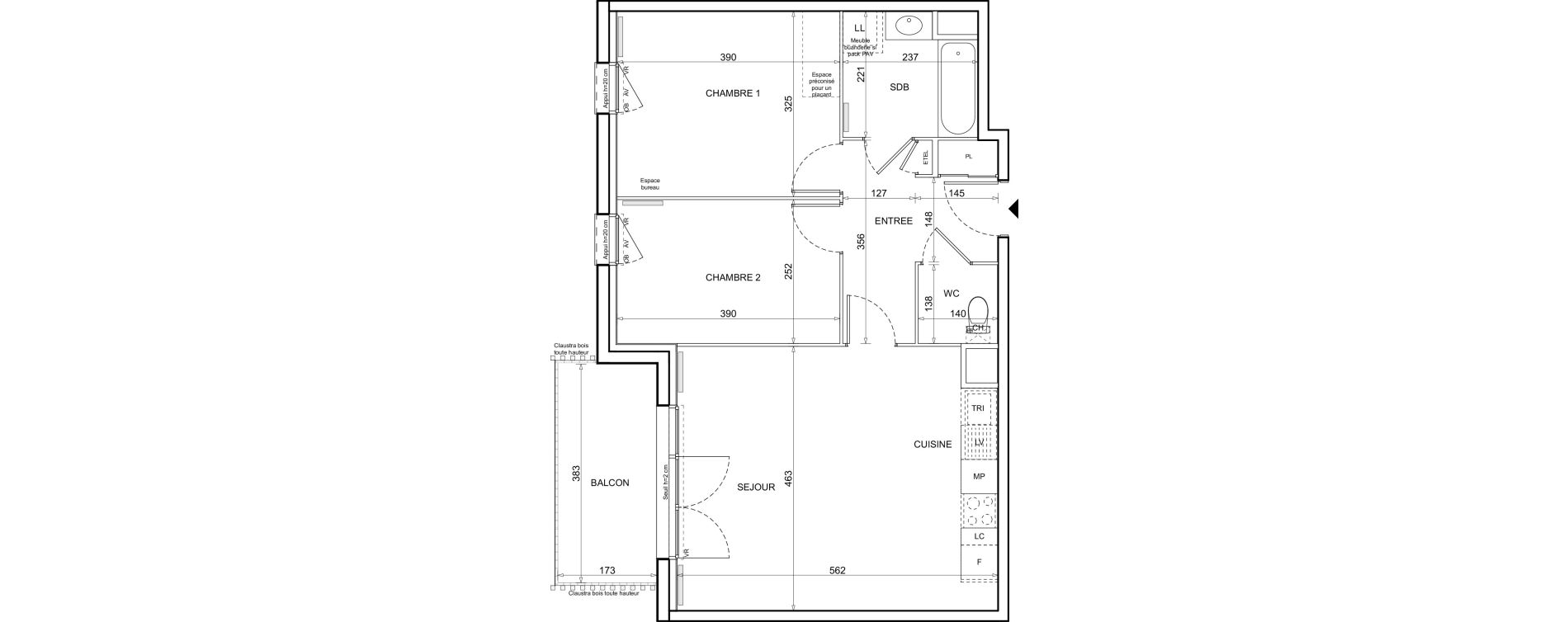 Appartement T3 de 62,18 m2 &agrave; Donville-Les-Bains Centre