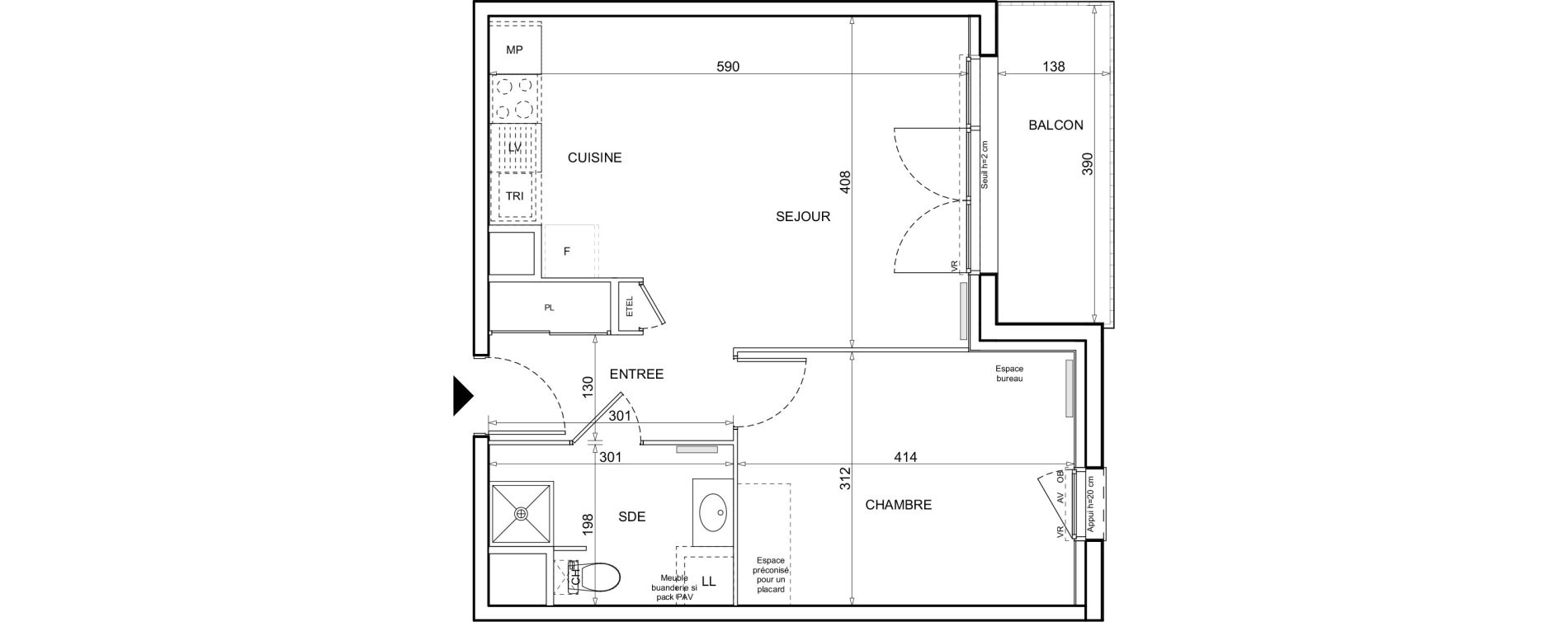 Appartement T2 de 45,01 m2 &agrave; Donville-Les-Bains Centre