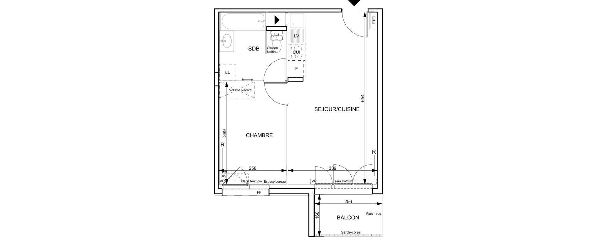 Appartement T2 de 38,01 m2 &agrave; Granville Hacqueville - stade