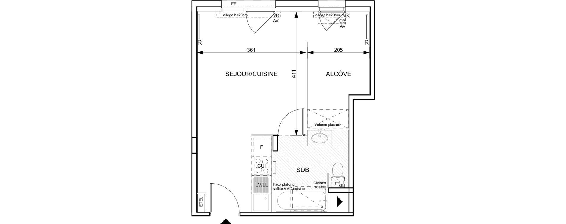 Studio de 33,61 m2 &agrave; Granville Hacqueville - stade