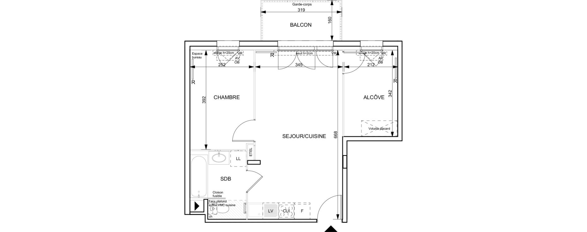 Appartement T2 de 46,06 m2 &agrave; Granville Hacqueville - stade