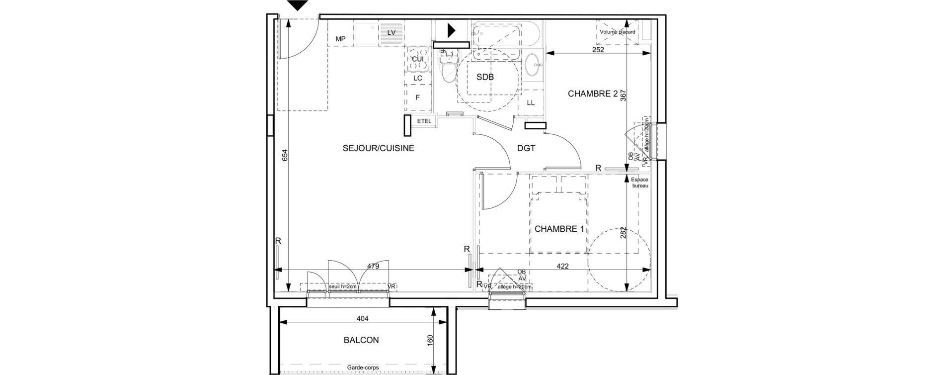 Appartement T3 de 57,12 m2 &agrave; Granville Hacqueville - stade