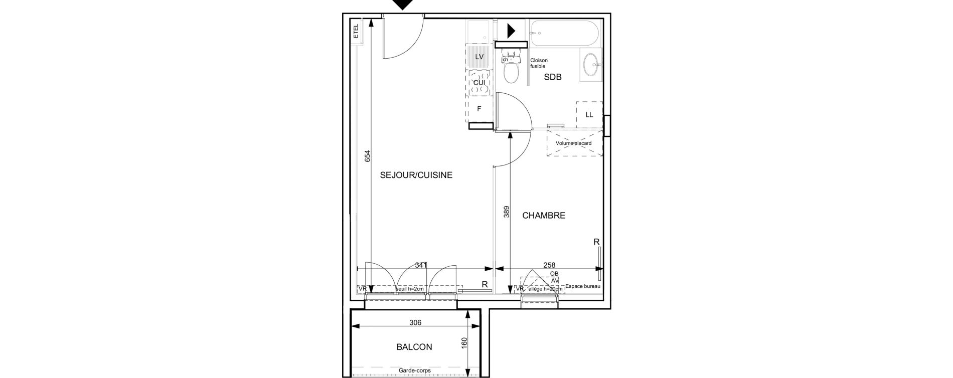 Appartement T2 de 37,07 m2 &agrave; Granville Hacqueville - stade