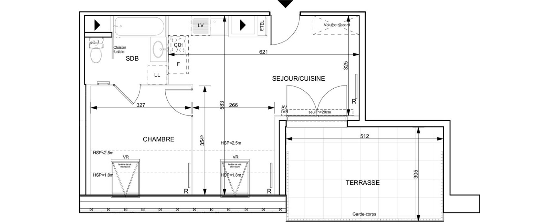 Appartement T2 de 38,03 m2 &agrave; Granville Hacqueville - stade