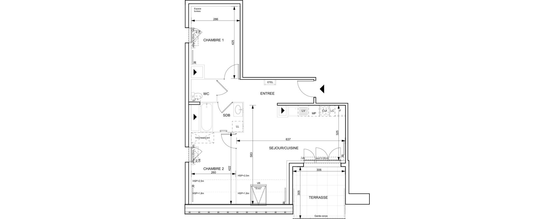 Appartement T3 de 59,70 m2 &agrave; Granville Hacqueville - stade