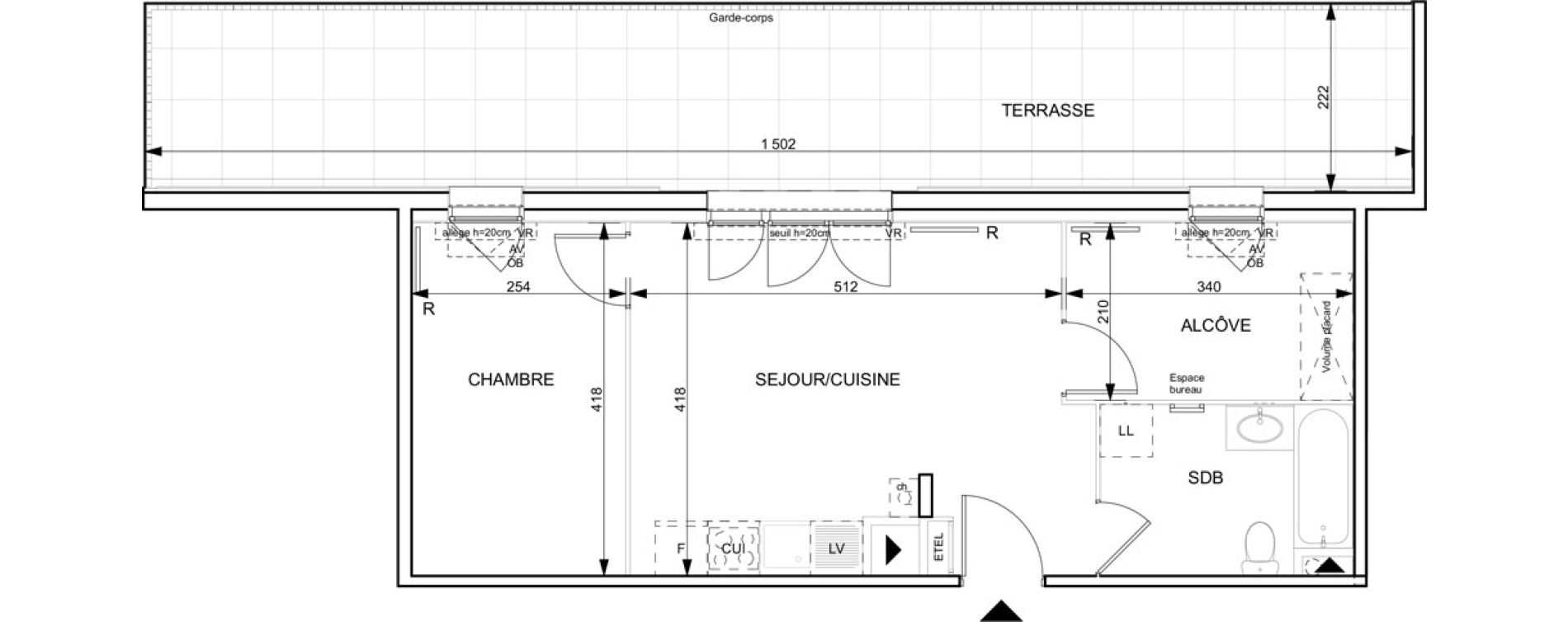 Appartement T2 de 45,02 m2 &agrave; Granville Hacqueville - stade