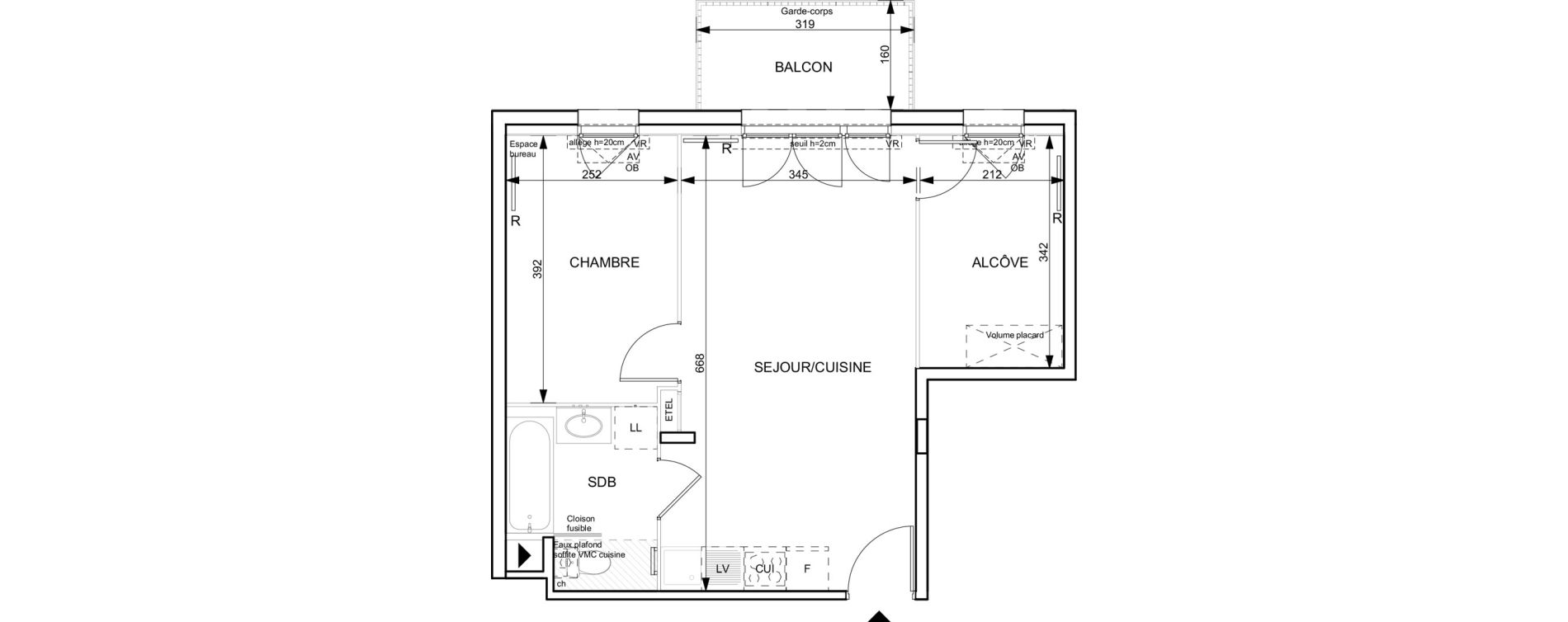 Appartement T2 de 46,06 m2 &agrave; Granville Hacqueville - stade