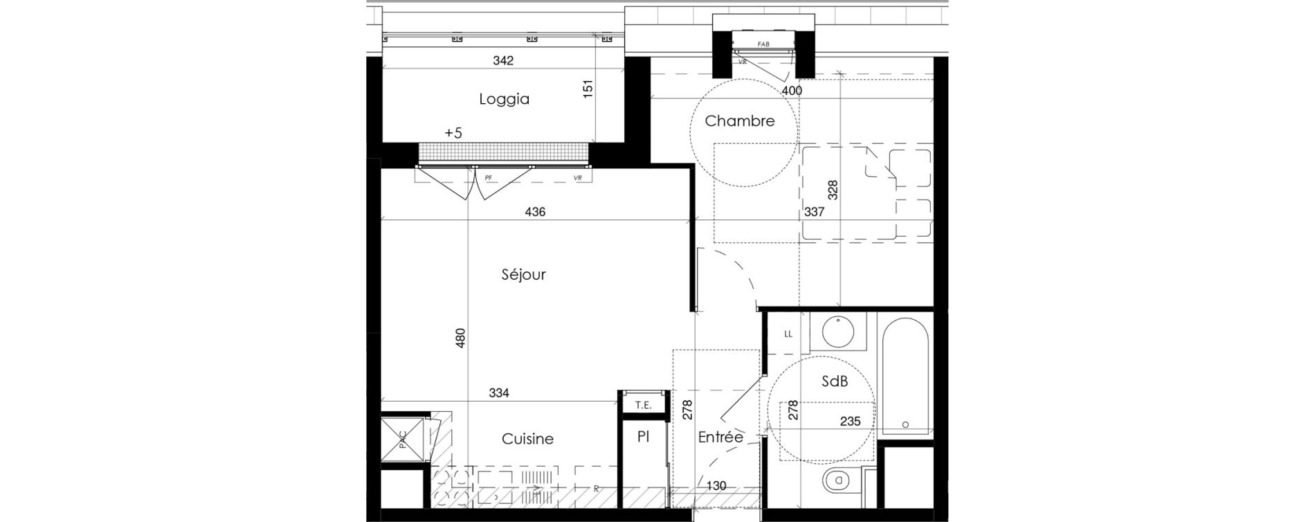 Appartement T2 de 40,69 m2 &agrave; Jullouville Centre