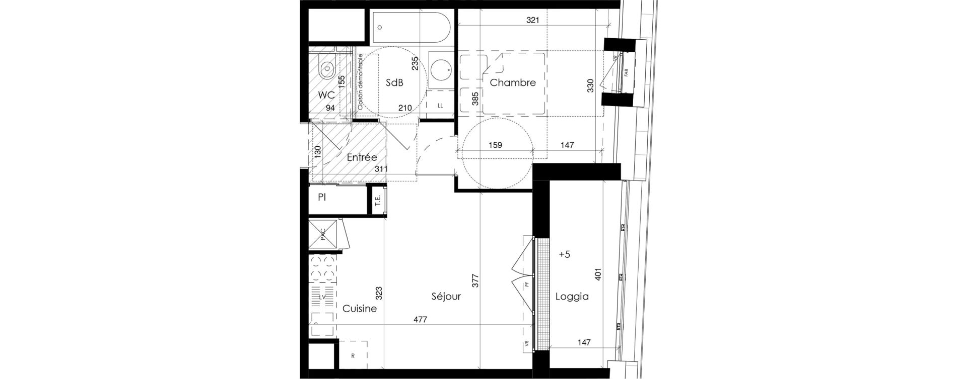 Appartement T2 de 39,38 m2 &agrave; Jullouville Centre