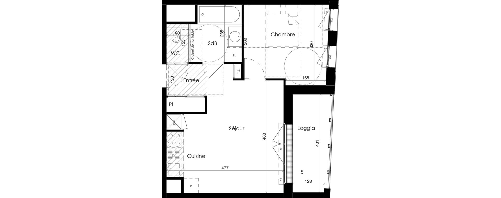 Appartement T2 de 39,55 m2 &agrave; Jullouville Centre