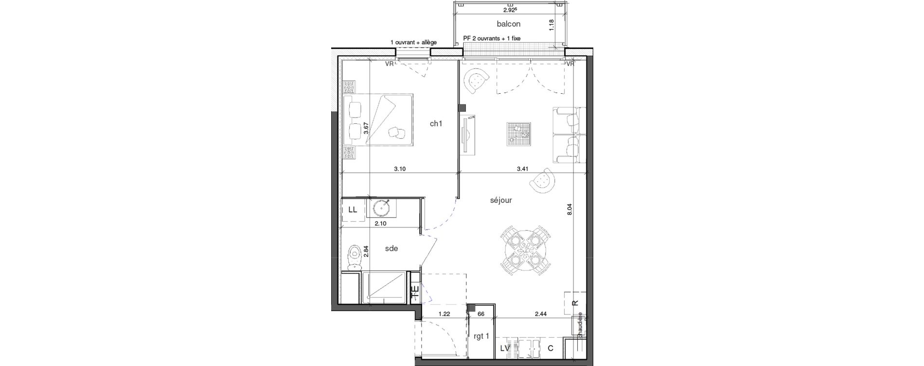 Appartement T2 de 45,90 m2 &agrave; Alen&ccedil;on Courteille