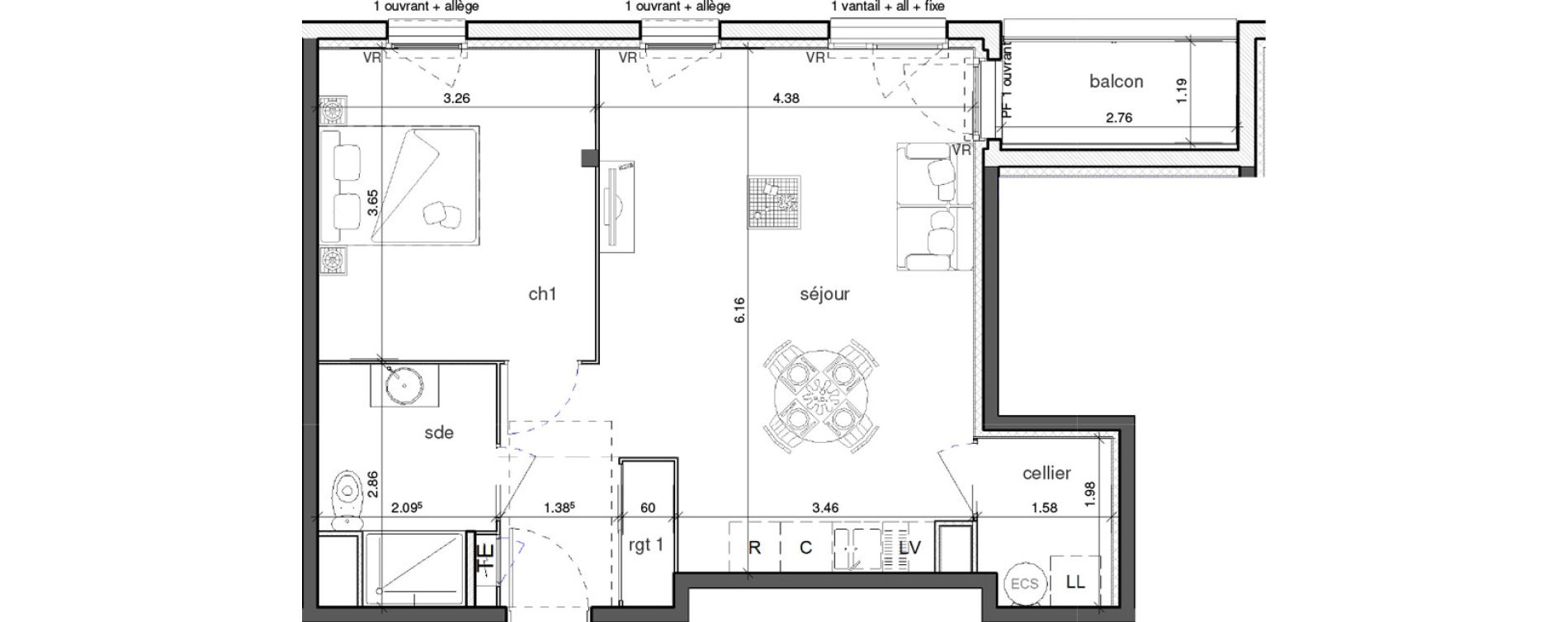 Appartement T2 de 50,20 m2 &agrave; Alen&ccedil;on Courteille