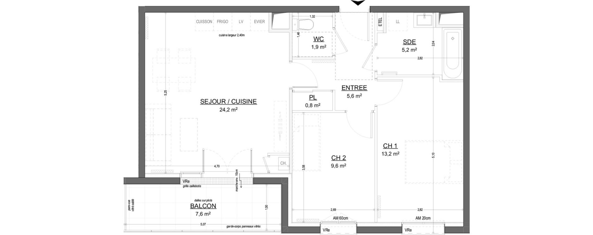 Appartement T3 de 60,49 m2 &agrave; Flers Paulette duhalde