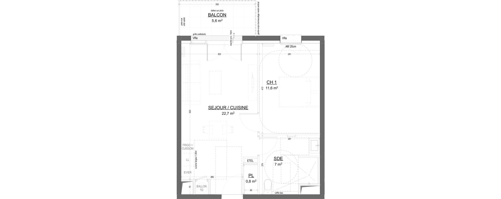 Appartement T2 de 42,17 m2 &agrave; Flers Paulette duhalde