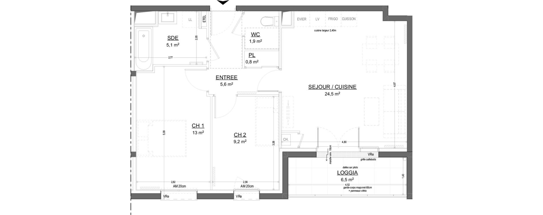 Appartement T3 de 60,06 m2 &agrave; Flers Paulette duhalde