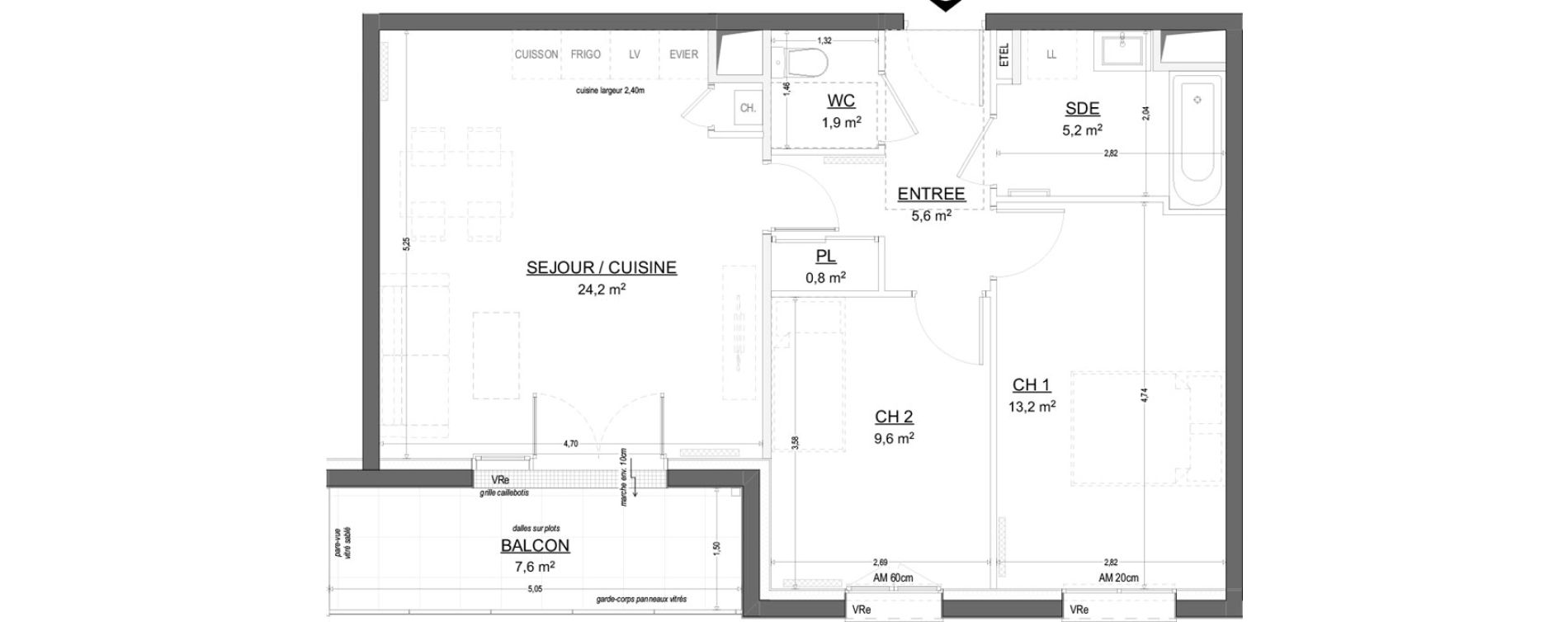 Appartement T3 de 60,49 m2 &agrave; Flers Paulette duhalde