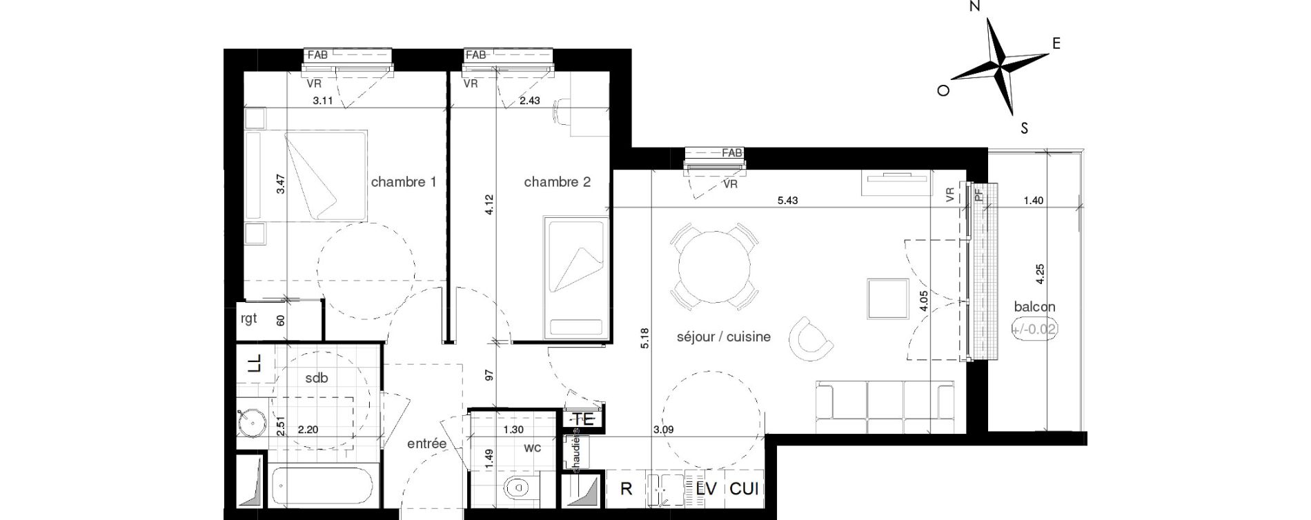 Appartement T3 de 59,95 m2 &agrave; Bihorel Le village