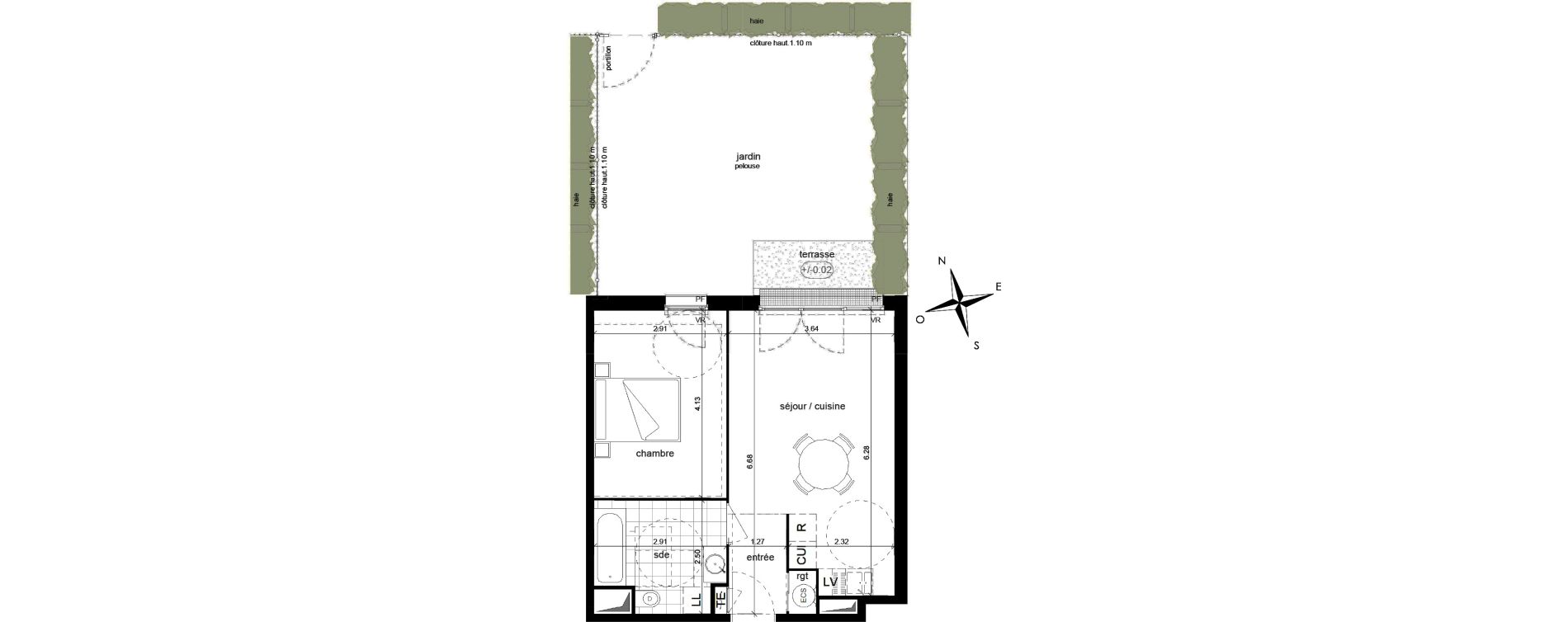 Appartement T2 de 41,99 m2 &agrave; Bihorel Le village
