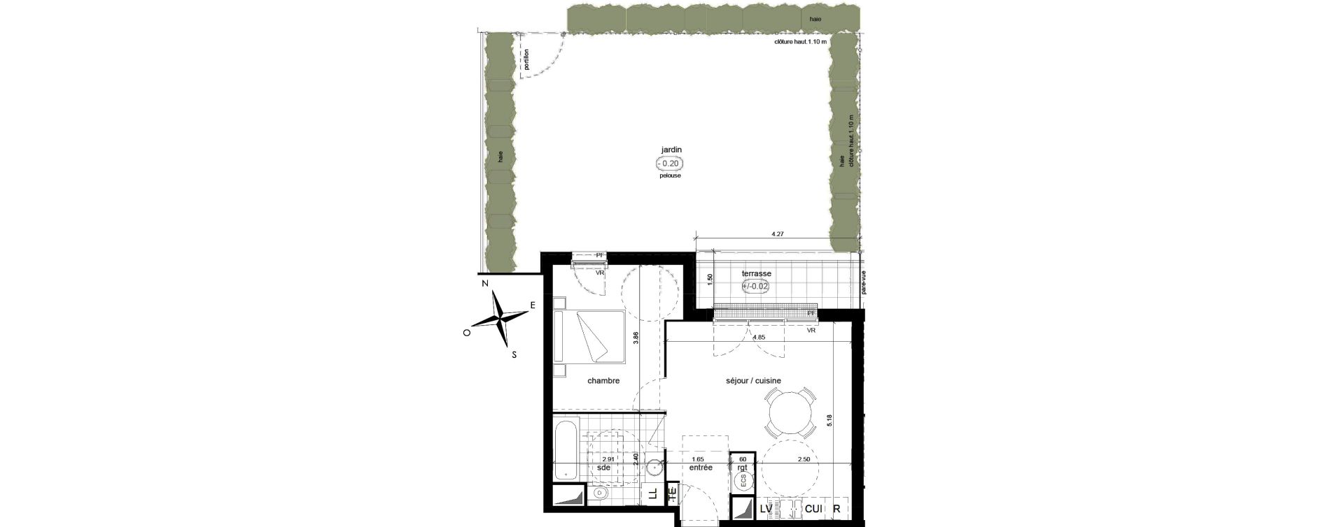 Appartement T2 de 42,52 m2 &agrave; Bihorel Le village