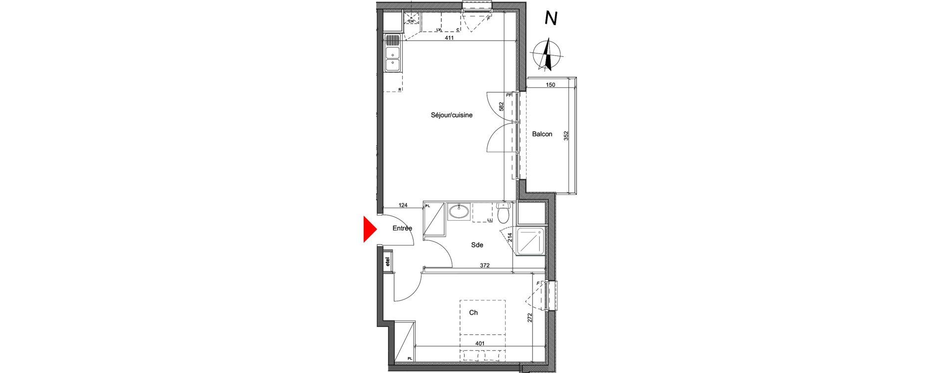 Appartement T2 de 46,37 m2 &agrave; Bihorel Le chapitre
