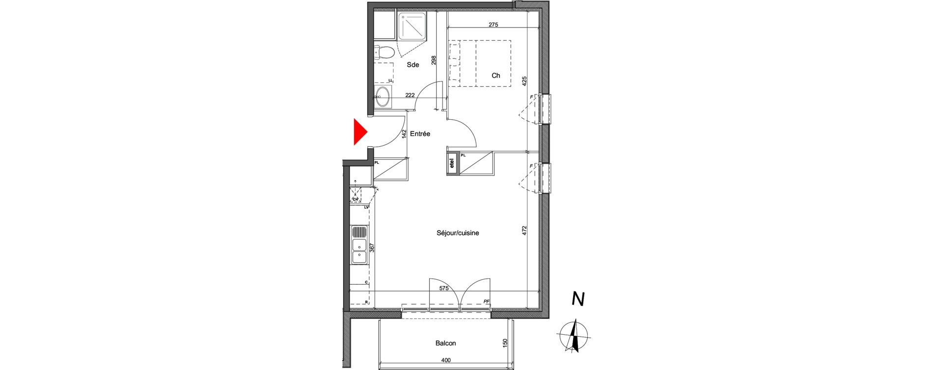 Appartement T2 de 46,43 m2 &agrave; Bihorel Le chapitre