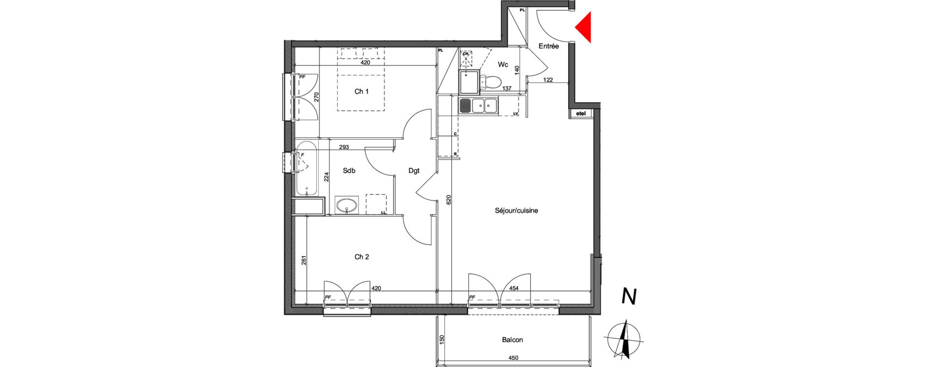 Appartement T3 de 66,30 m2 &agrave; Bihorel Le chapitre