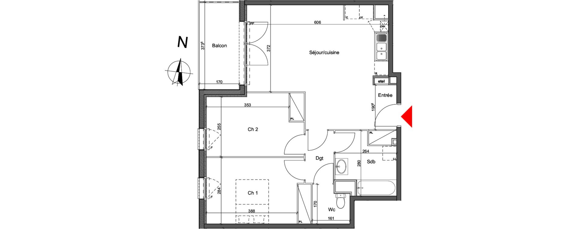Appartement T3 de 63,46 m2 &agrave; Bihorel Le chapitre