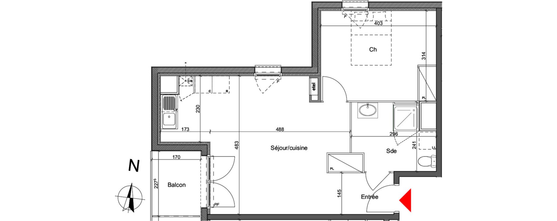 Appartement T2 de 47,00 m2 &agrave; Bihorel Le chapitre