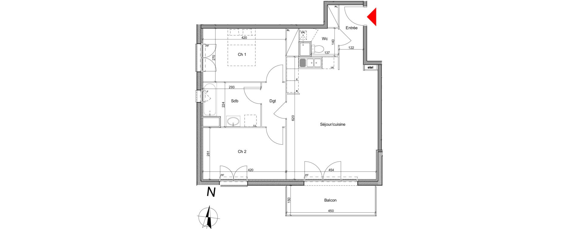 Appartement T3 de 66,30 m2 &agrave; Bihorel Le chapitre
