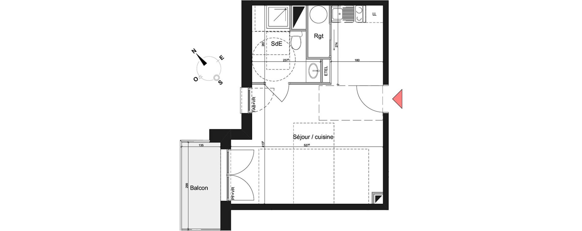 Studio de 31,40 m2 &agrave; Bihorel Centre