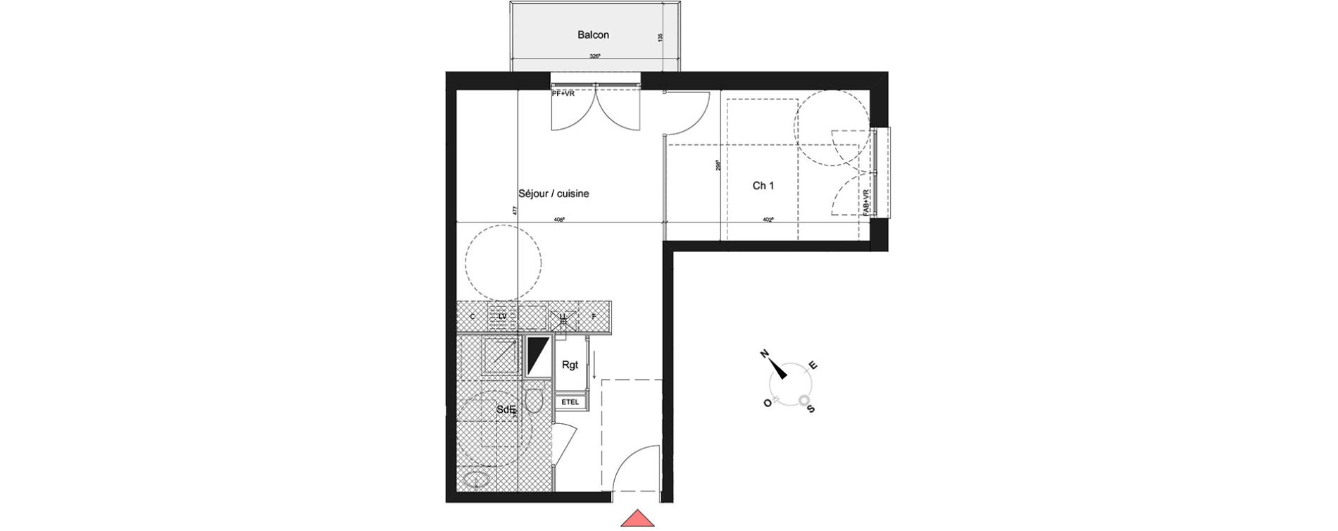 Appartement T2 de 43,12 m2 &agrave; Bihorel Centre