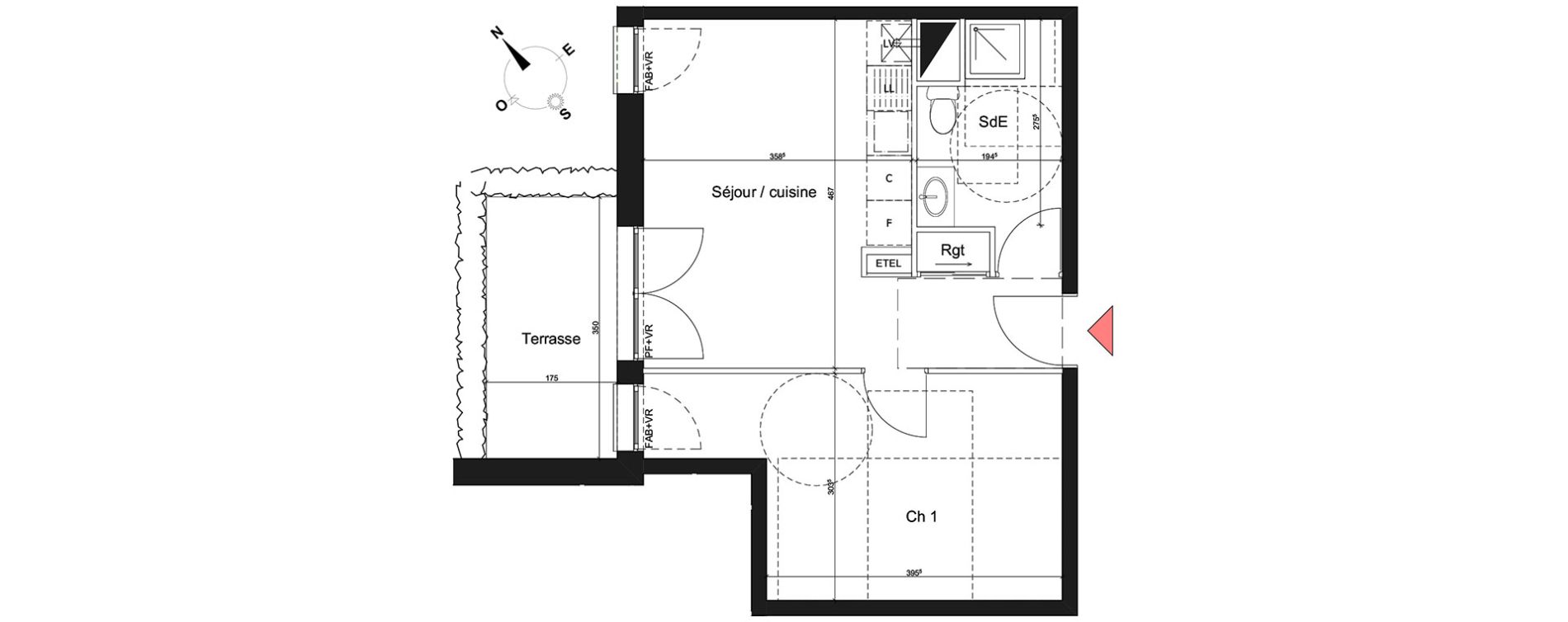 Appartement T2 de 38,68 m2 &agrave; Bihorel Centre