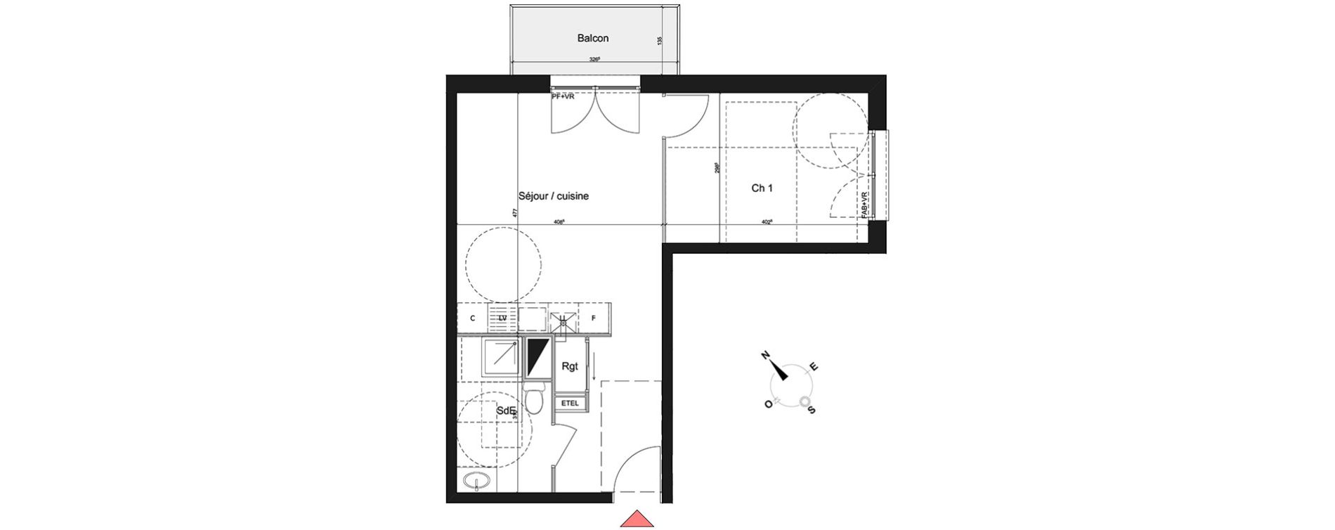 Appartement T2 de 43,12 m2 &agrave; Bihorel Centre