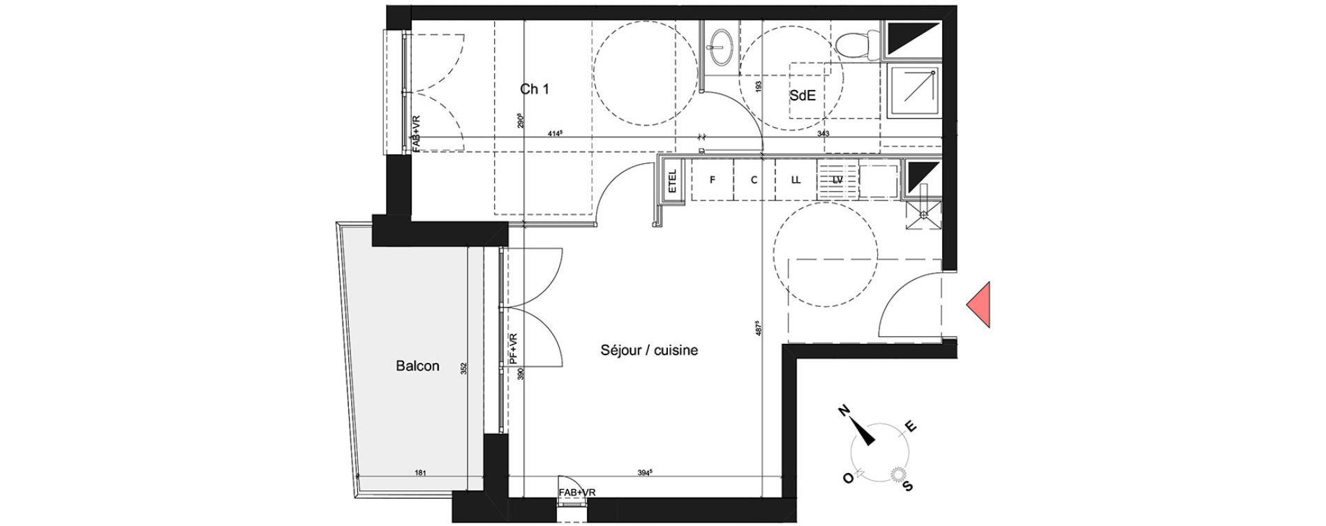 Appartement T2 de 40,13 m2 &agrave; Bihorel Centre