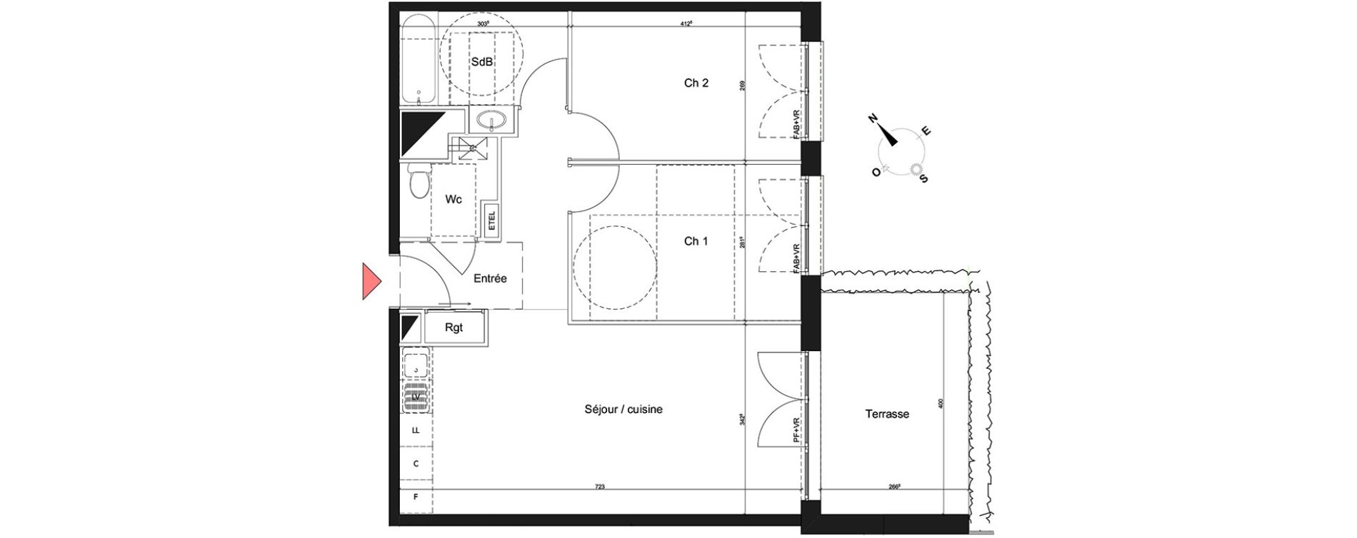 Appartement T3 de 62,35 m2 &agrave; Bihorel Centre