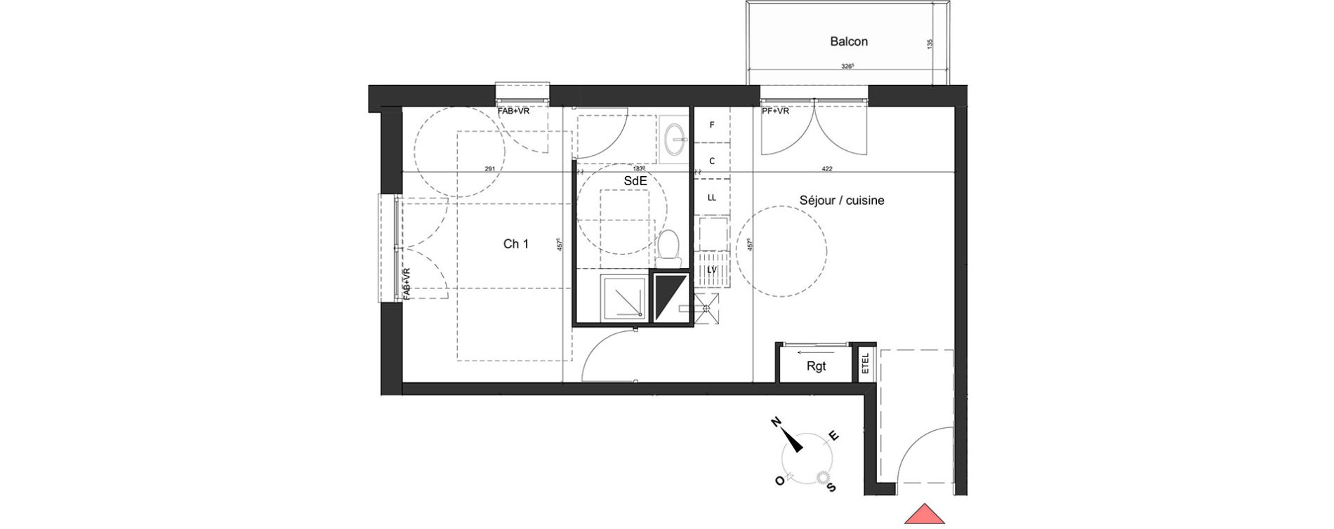 Appartement T2 de 42,26 m2 &agrave; Bihorel Centre