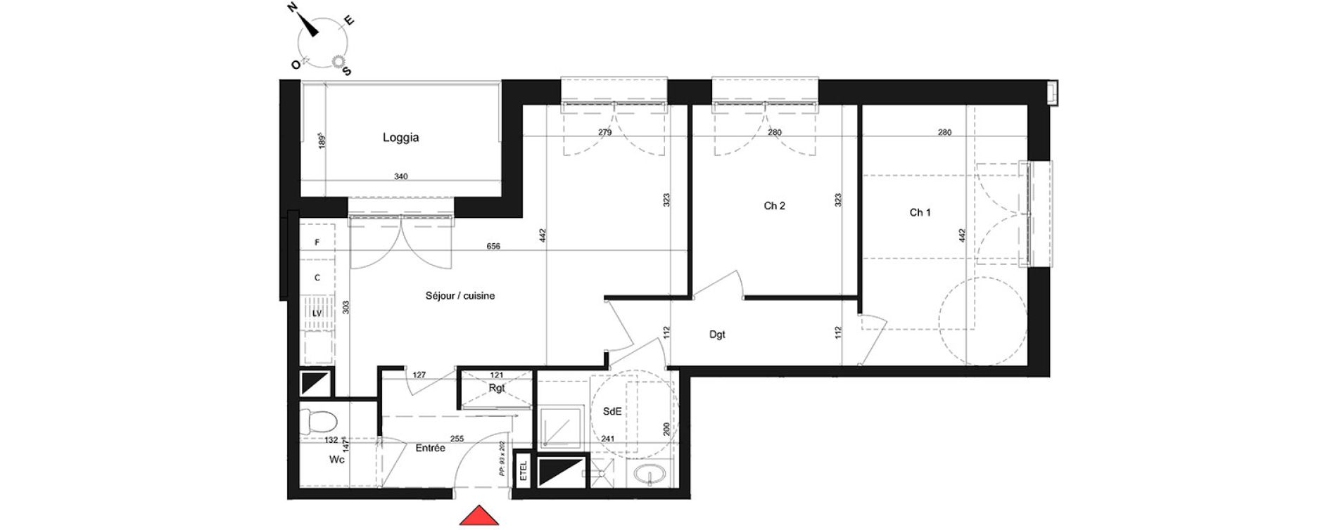 Appartement T3 de 57,59 m2 &agrave; Bihorel Centre