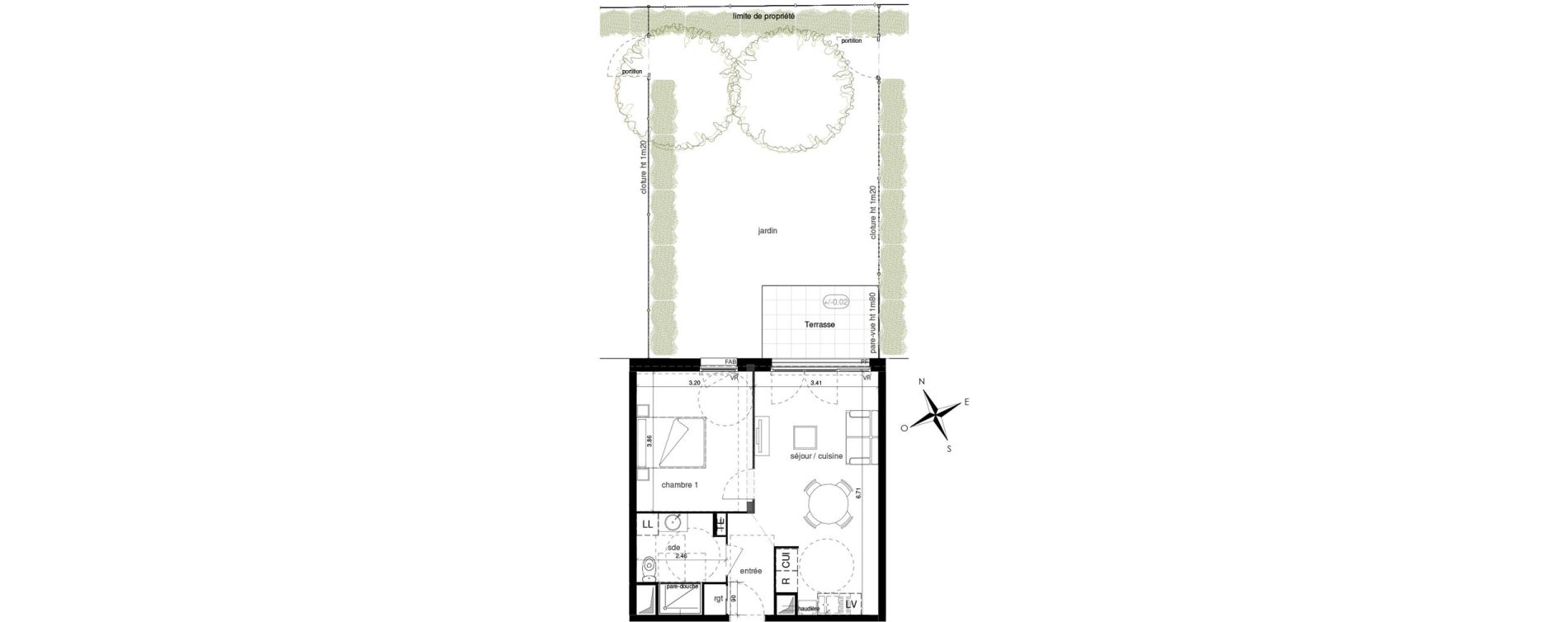Appartement T2 de 42,81 m2 &agrave; Bois-Guillaume Centre