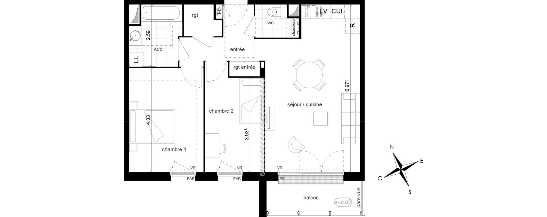 Appartement T3 de 64,13 m2 &agrave; Bois-Guillaume Centre
