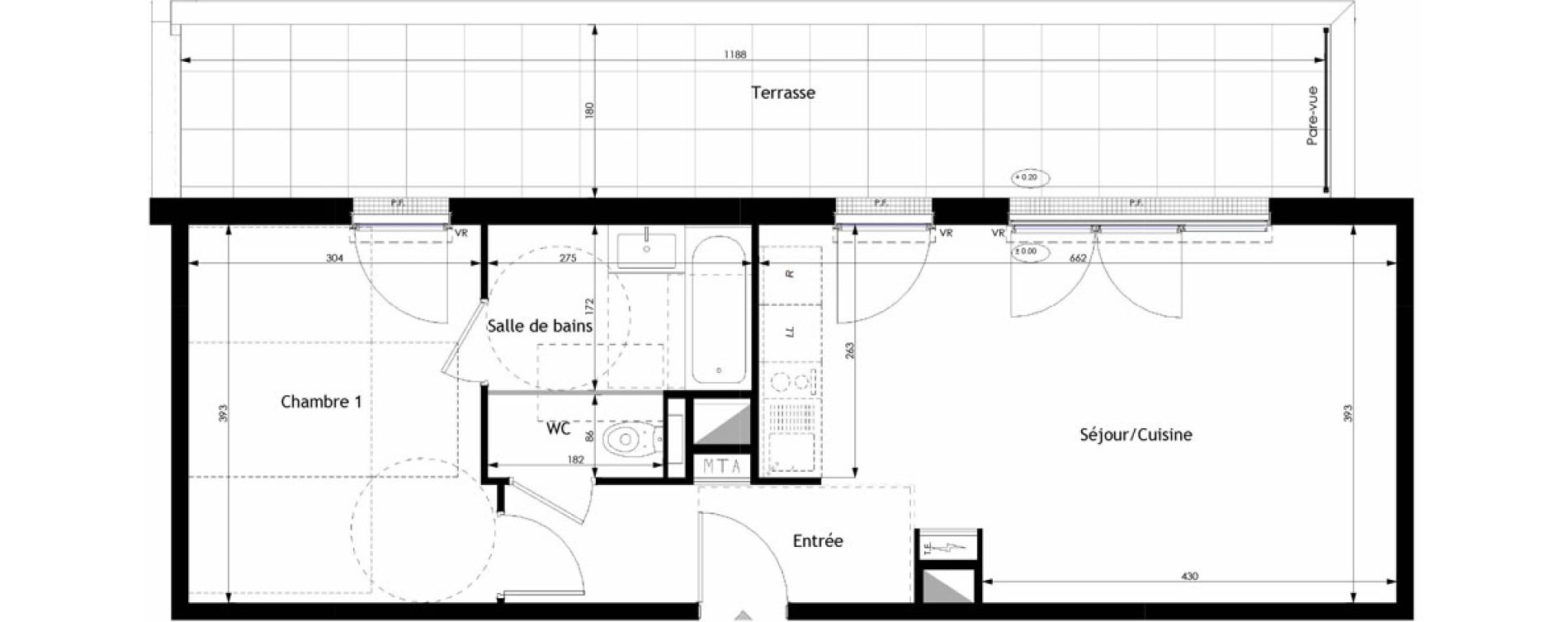 Appartement T2 de 47,34 m2 &agrave; Bois-Guillaume Rue herbeuse