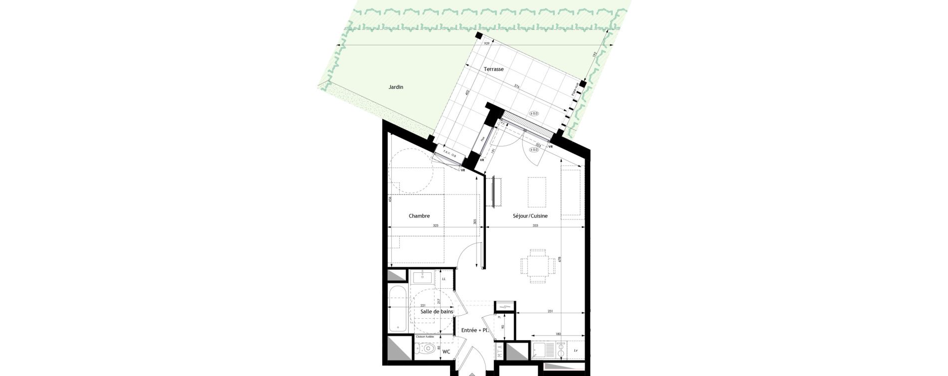 Appartement T2 de 45,42 m2 &agrave; Bois-Guillaume Rue herbeuse