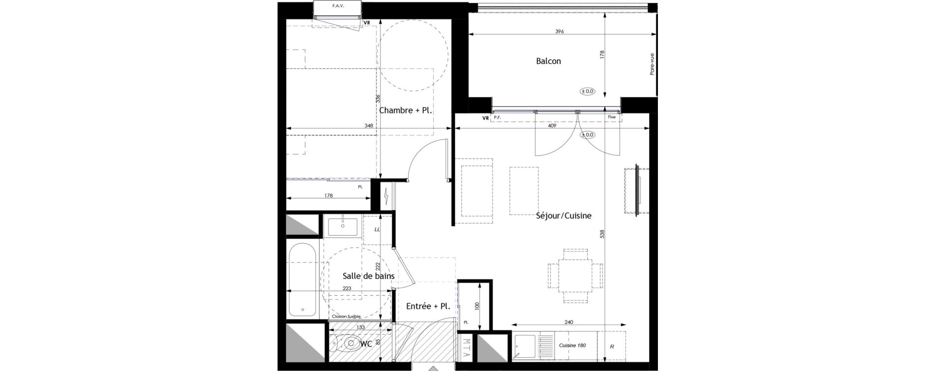 Appartement T2 de 43,77 m2 &agrave; Bois-Guillaume Rue herbeuse