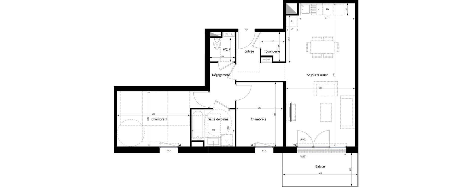 Appartement T3 de 68,86 m2 &agrave; Bois-Guillaume Rue herbeuse