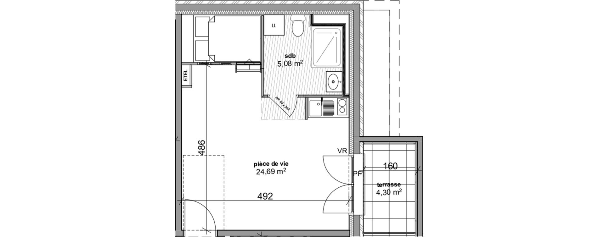 Appartement T1 de 29,77 m2 &agrave; Bois-Guillaume Rue herbeuse