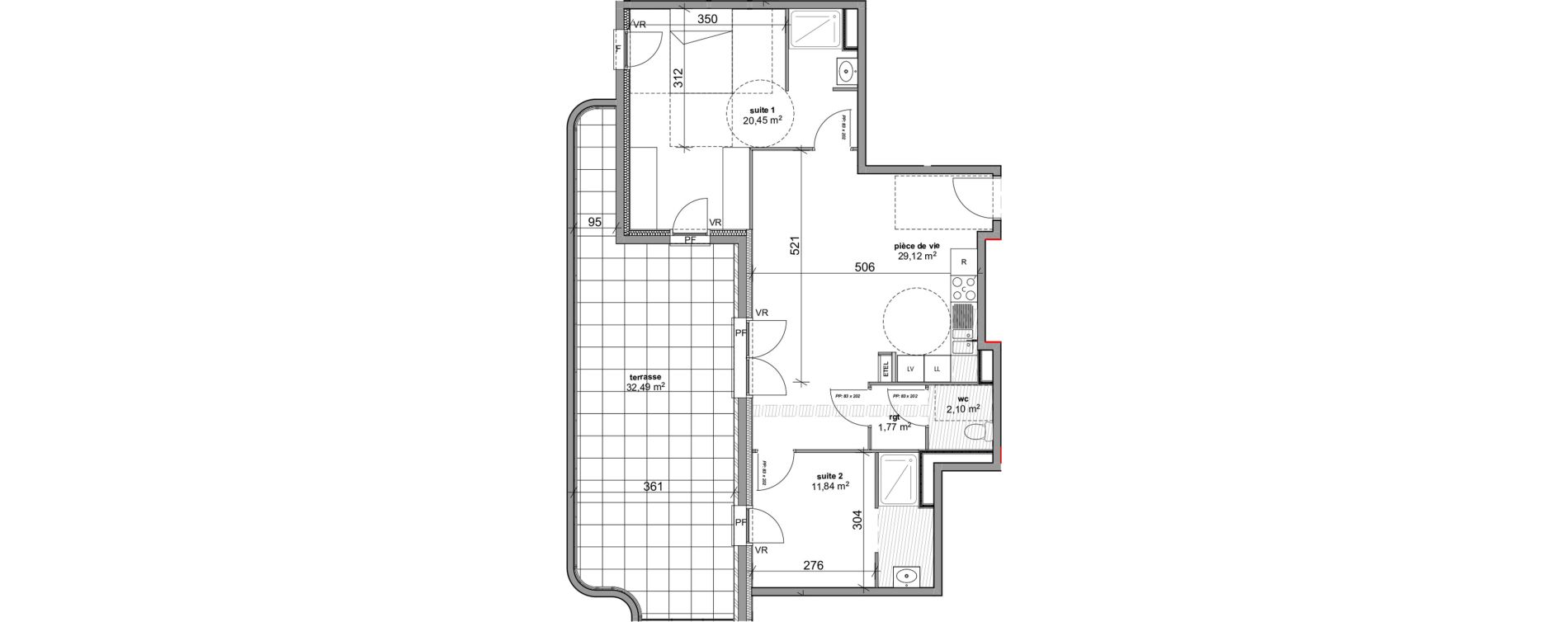 Appartement T3 de 65,28 m2 &agrave; Bois-Guillaume Rue herbeuse