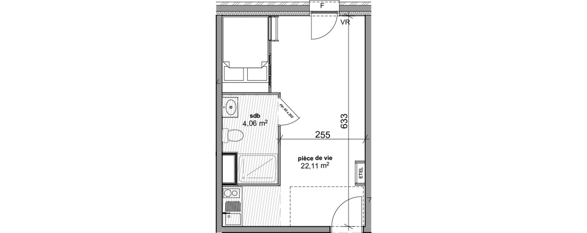 Appartement T1 de 26,17 m2 &agrave; Bois-Guillaume Rue herbeuse