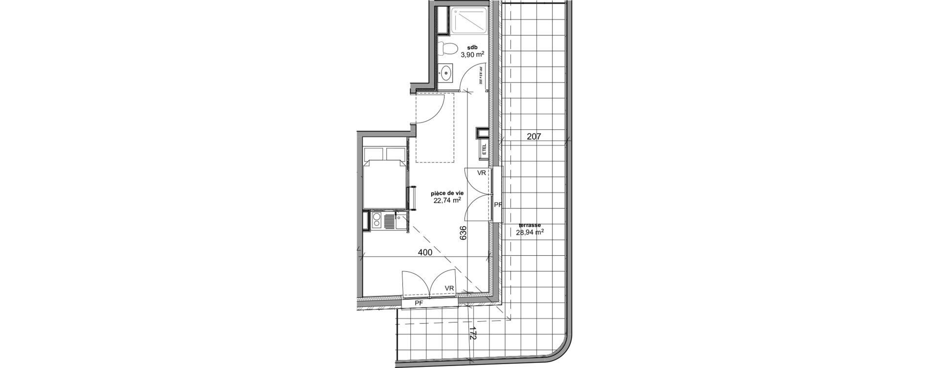 Appartement T1 de 26,64 m2 &agrave; Bois-Guillaume Rue herbeuse